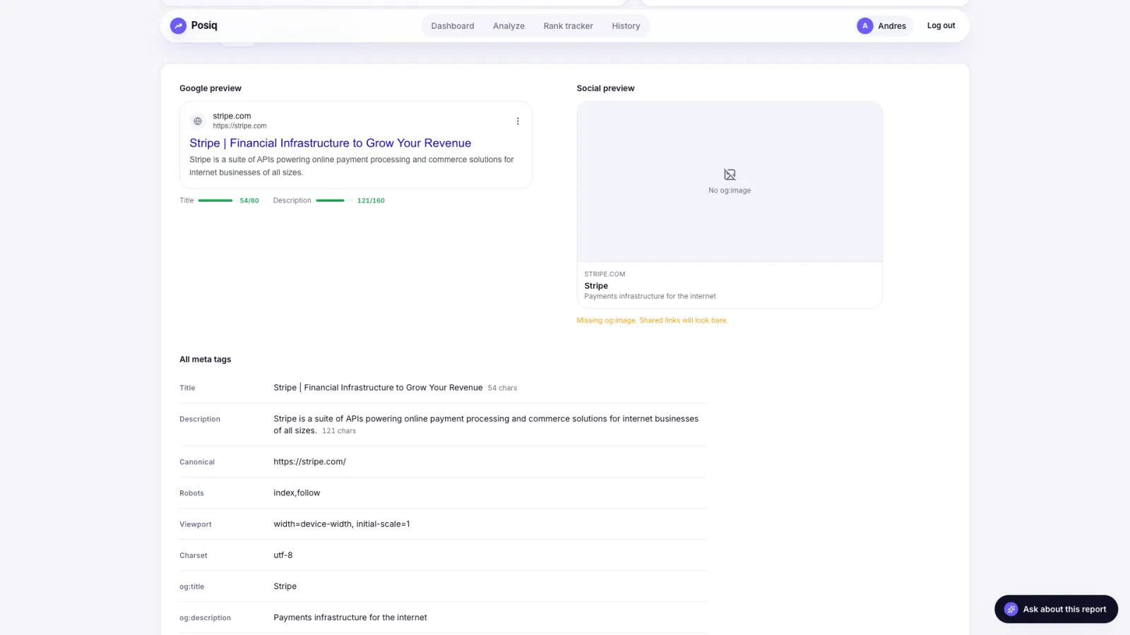 Google search and social link previews